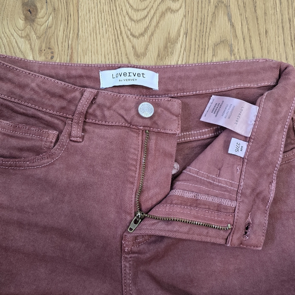 High-Rise Ankle Cropped Jeans in a light wine color - Picture 12 of 13